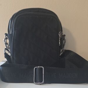 Steve Madden Black Quilted Mini Messenger Crossbody